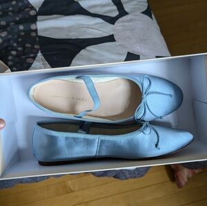 Loeffler Randall Leonie Blue Satin Flats